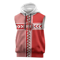 Custom Denmark National Football Sleeveless Zip Hoodie The Red and Whites Sporty Style - Wonder Print Shop