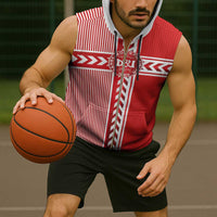 Custom Denmark National Football Sleeveless Zip Hoodie The Red and Whites Sporty Style - Wonder Print Shop