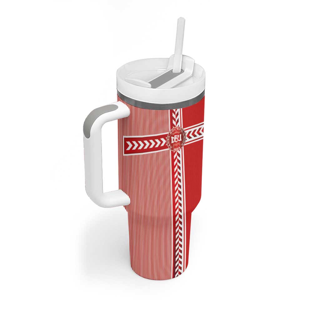 Custom Denmark National Football Tumbler With Handle The Red and Whites Sporty Style - Wonder Print Shop