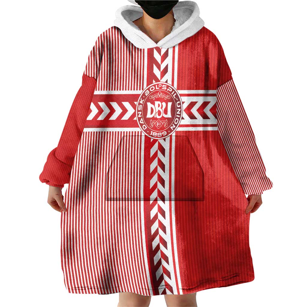 Custom Denmark National Football Wearable Blanket Hoodie The Red and Whites Sporty Style - Wonder Print Shop