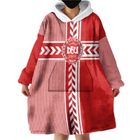 Custom Denmark National Football Wearable Blanket Hoodie The Red and Whites Sporty Style - Wonder Print Shop