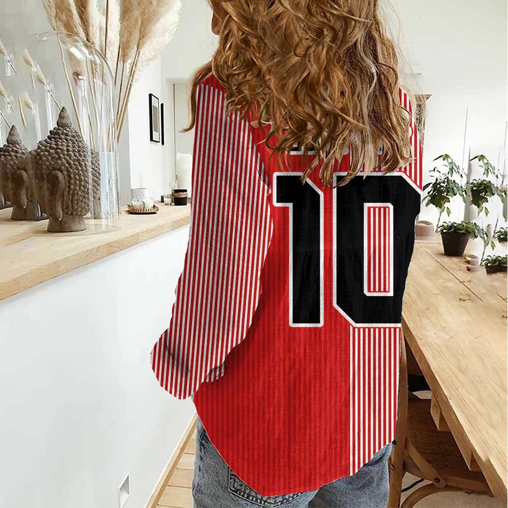 Custom Denmark National Football Women Casual Shirt The Red and Whites Sporty Style - Wonder Print Shop