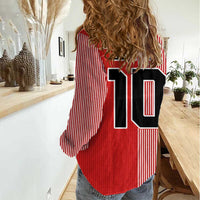 Custom Denmark National Football Women Casual Shirt The Red and Whites Sporty Style - Wonder Print Shop