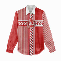 Custom Denmark National Football Women Casual Shirt The Red and Whites Sporty Style - Wonder Print Shop