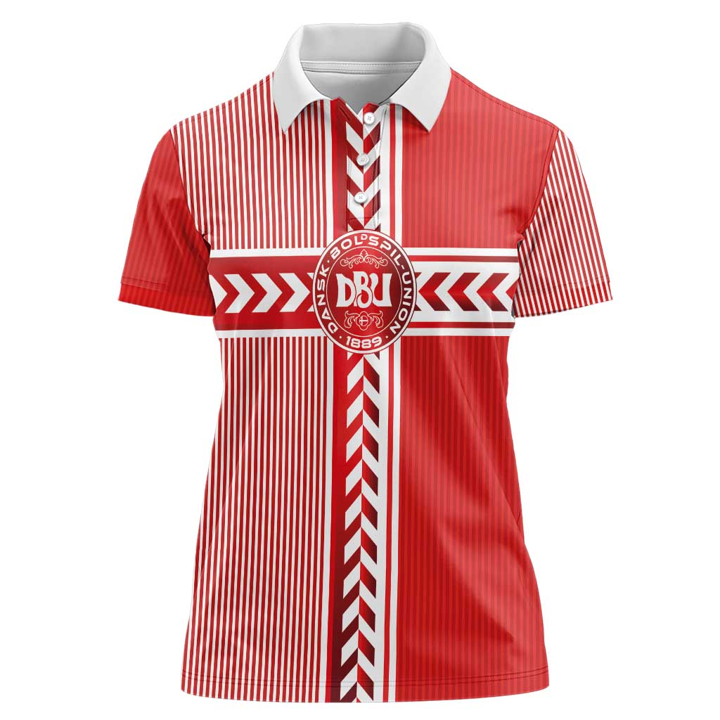 Custom Denmark National Football Women Polo Shirt The Red and Whites Sporty Style - Wonder Print Shop