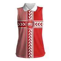 Custom Denmark National Football Women Sleeveless Polo Shirt The Red and Whites Sporty Style - Wonder Print Shop