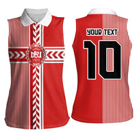Custom Denmark National Football Women Sleeveless Polo Shirt The Red and Whites Sporty Style - Wonder Print Shop