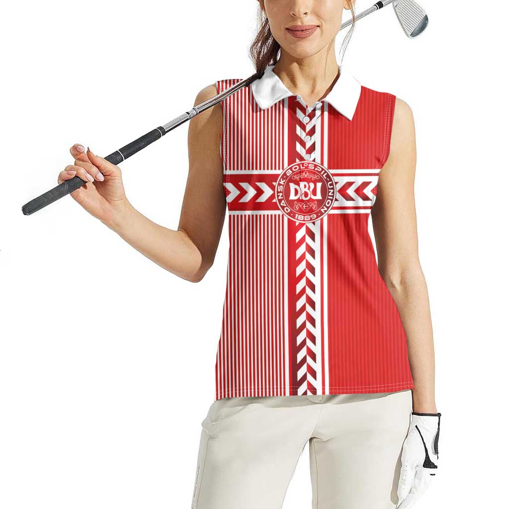 Custom Denmark National Football Women Sleeveless Polo Shirt The Red and Whites Sporty Style - Wonder Print Shop