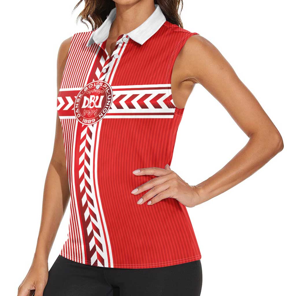 Custom Denmark National Football Women Sleeveless Polo Shirt The Red and Whites Sporty Style - Wonder Print Shop