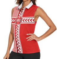 Custom Denmark National Football Women Sleeveless Polo Shirt The Red and Whites Sporty Style - Wonder Print Shop