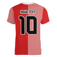 Custom Denmark National Football Women V-Neck T-Shirt The Red and Whites Sporty Style - Wonder Print Shop