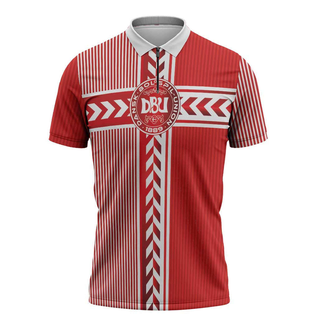 Custom Denmark National Football Zipper Polo Shirt The Red and Whites Sporty Style - Wonder Print Shop