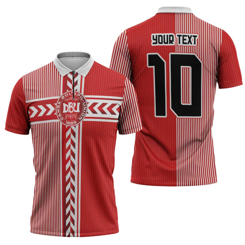 Custom Denmark National Football Zipper Polo Shirt The Red and Whites Sporty Style - Wonder Print Shop