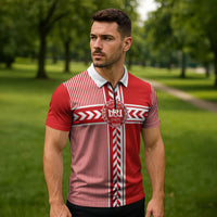 Custom Denmark National Football Zipper Polo Shirt The Red and Whites Sporty Style - Wonder Print Shop