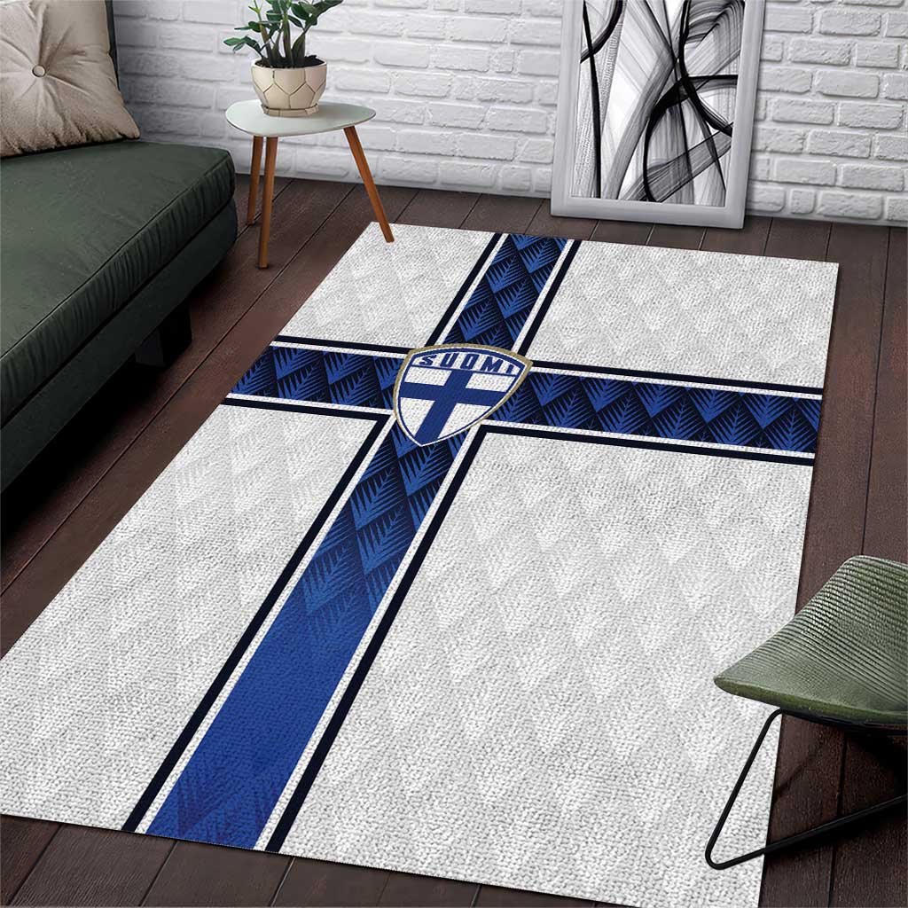 Finland National Football Area Rug Pine Trees with Diamond Shapes - Wonder Print Shop