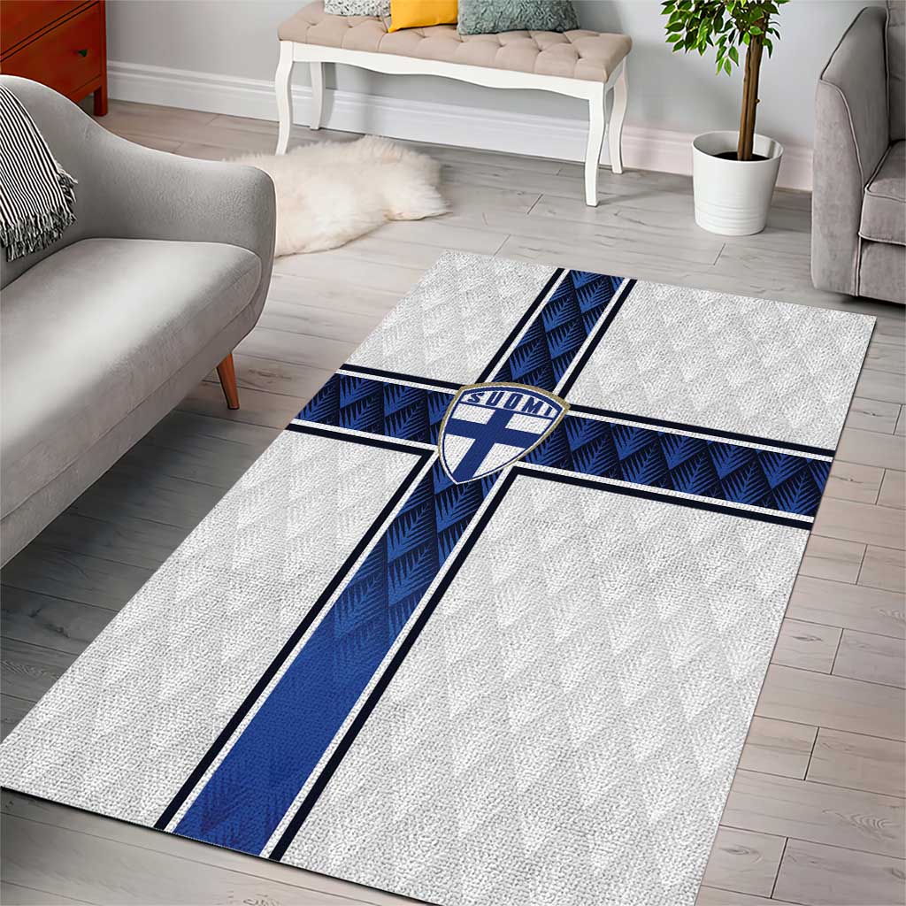 Finland National Football Area Rug Pine Trees with Diamond Shapes - Wonder Print Shop