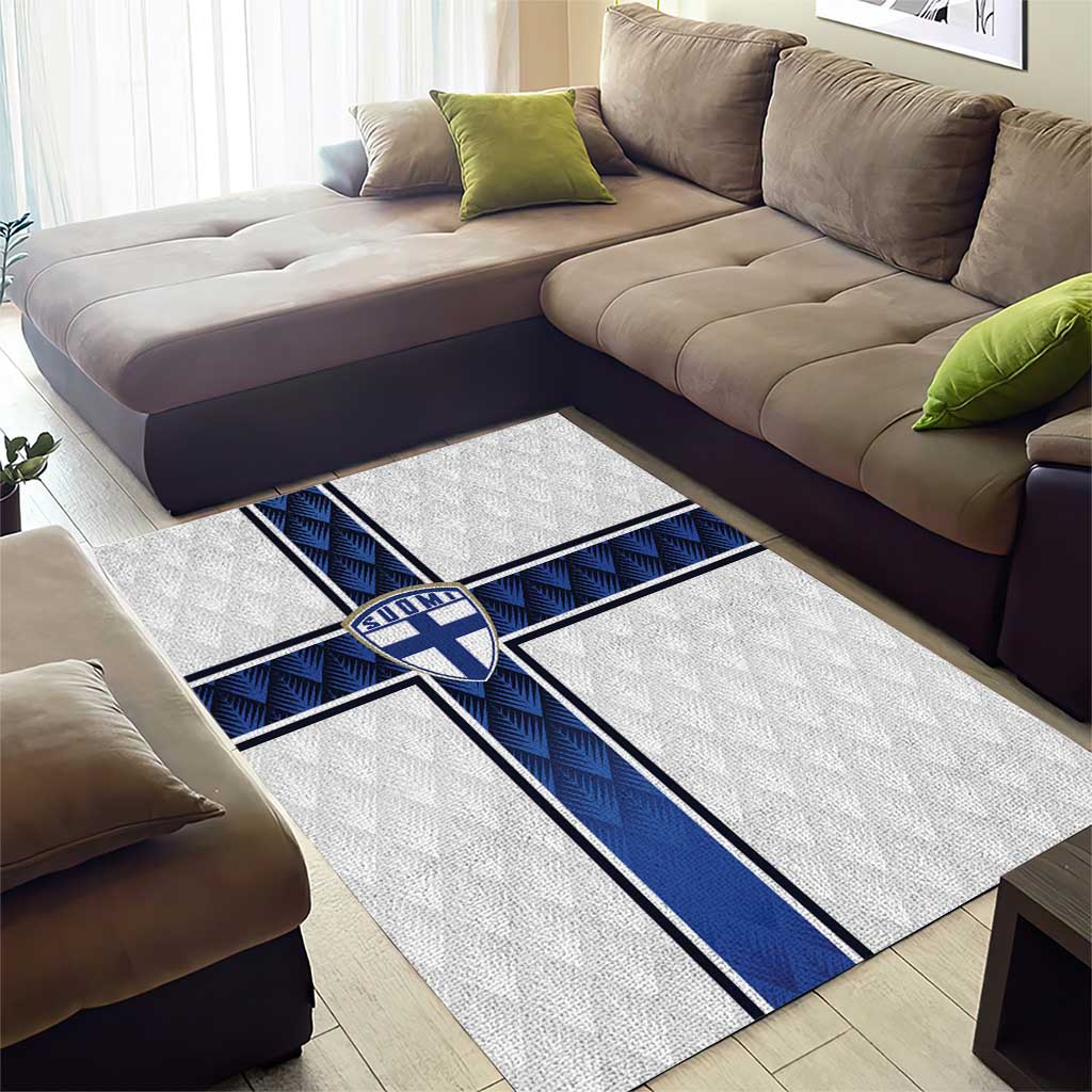 Finland National Football Area Rug Pine Trees with Diamond Shapes - Wonder Print Shop