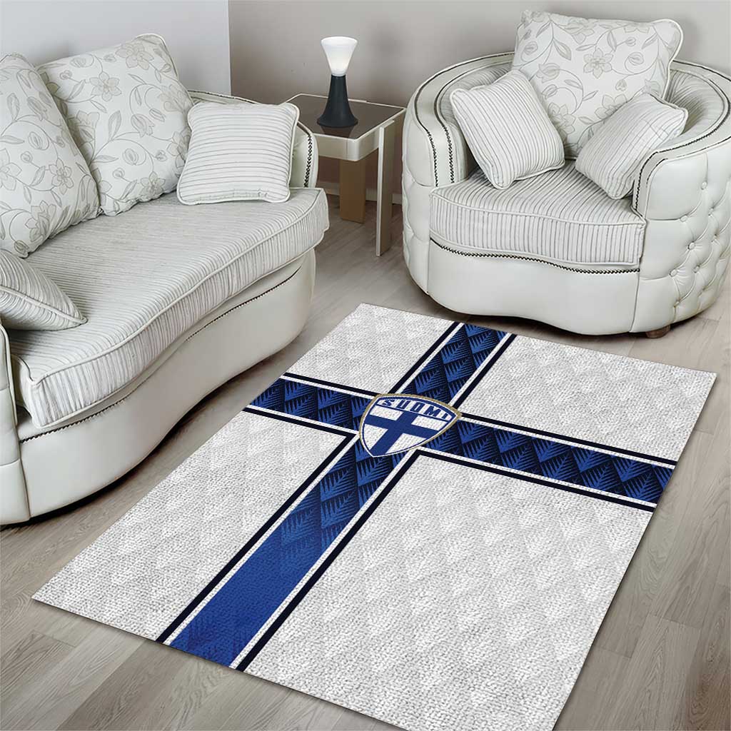 Finland National Football Area Rug Pine Trees with Diamond Shapes - Wonder Print Shop