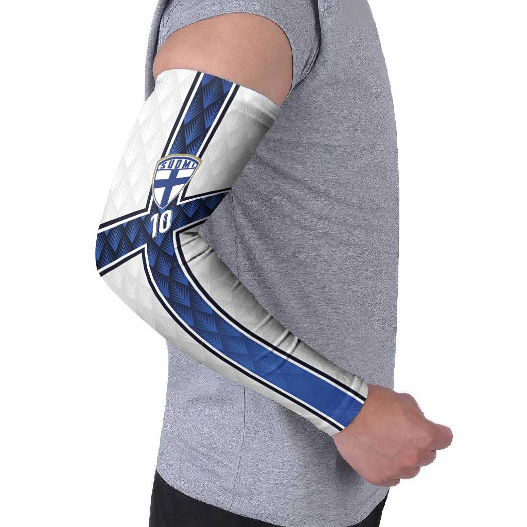Custom Finland National Football Arm Sleeves Pine Trees with Diamond Shapes - Wonder Print Shop
