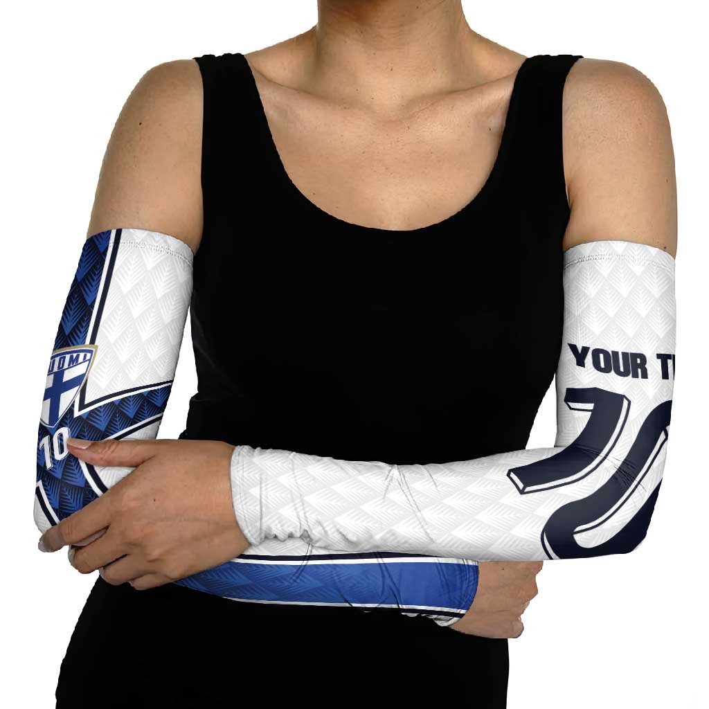 Custom Finland National Football Arm Sleeves Pine Trees with Diamond Shapes - Wonder Print Shop