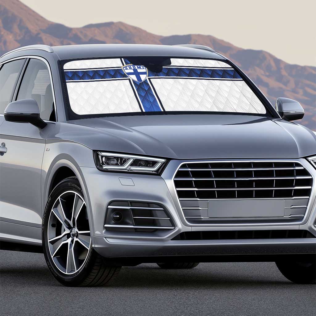 Finland National Football Auto Sun Shade Pine Trees with Diamond Shapes - Wonder Print Shop