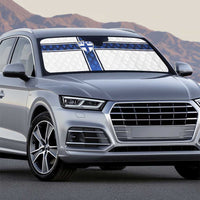 Finland National Football Auto Sun Shade Pine Trees with Diamond Shapes - Wonder Print Shop