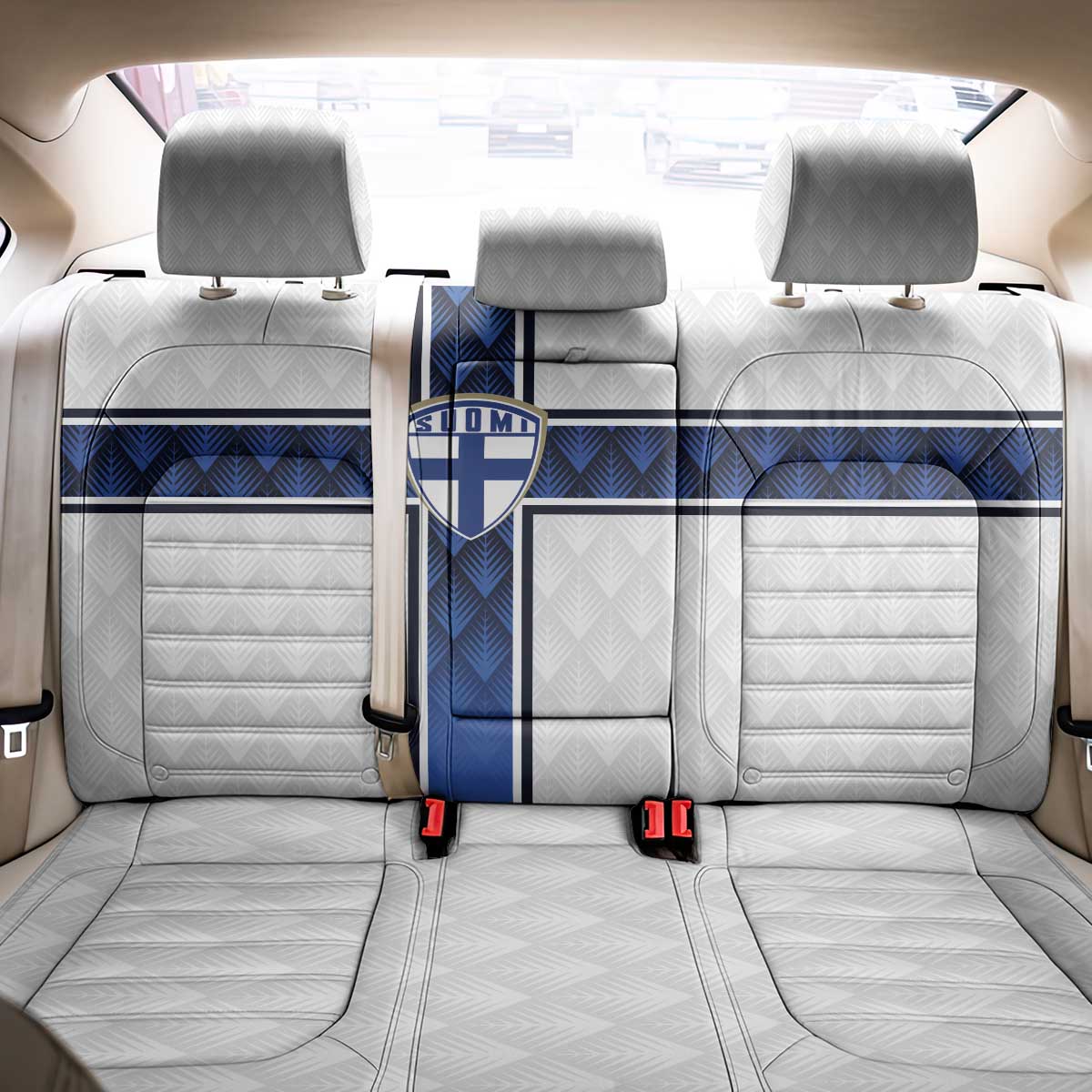 Finland National Football Back Car Seat Cover Pine Trees with Diamond Shapes - Wonder Print Shop