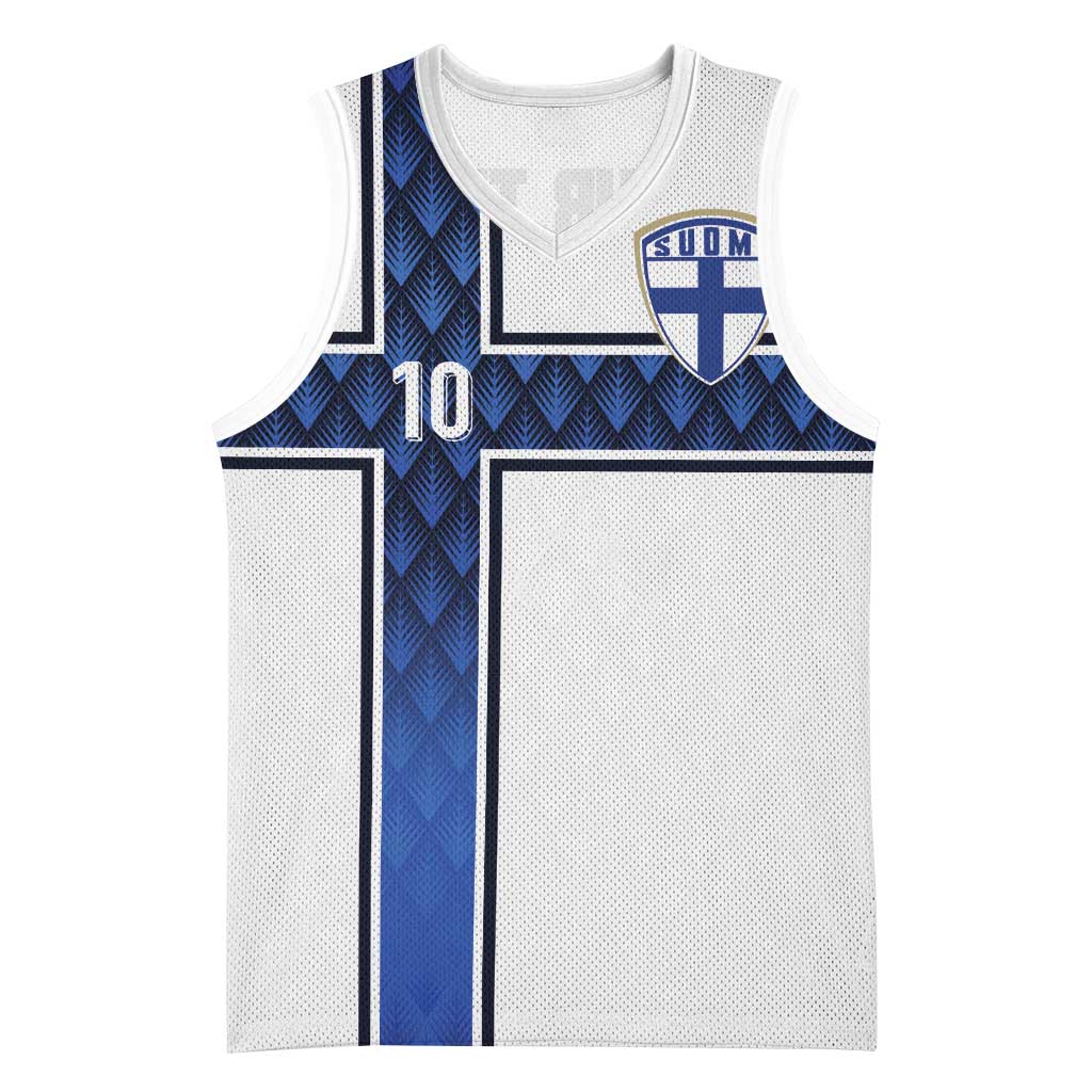 Custom Finland National Football Basketball Jersey Pine Trees with Diamond Shapes - Wonder Print Shop