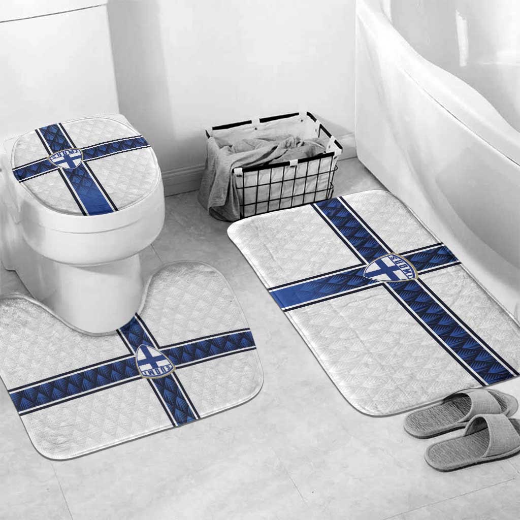 Finland National Football Bathroom Set Pine Trees with Diamond Shapes - Wonder Print Shop