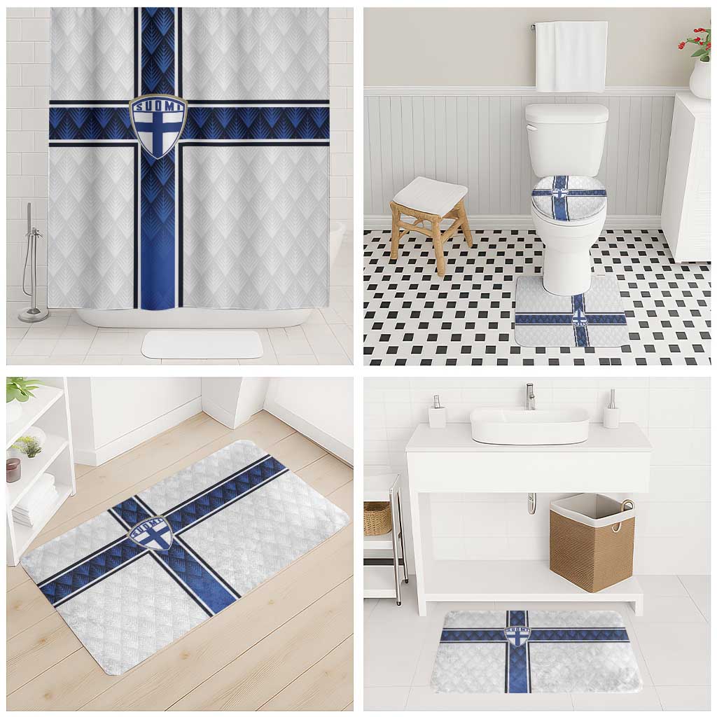 Finland National Football Bathroom Set Pine Trees with Diamond Shapes - Wonder Print Shop