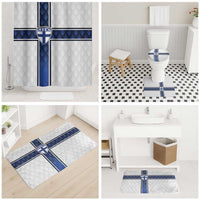 Finland National Football Bathroom Set Pine Trees with Diamond Shapes - Wonder Print Shop