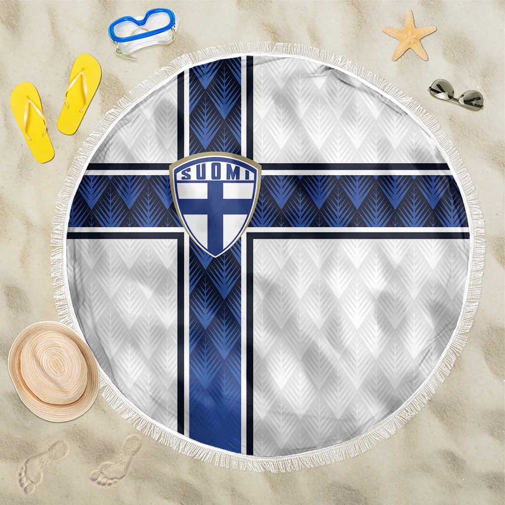 Finland National Football Beach Blanket Pine Trees with Diamond Shapes - Wonder Print Shop