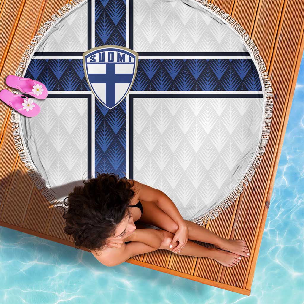 Finland National Football Beach Blanket Pine Trees with Diamond Shapes - Wonder Print Shop
