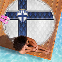 Finland National Football Beach Blanket Pine Trees with Diamond Shapes - Wonder Print Shop