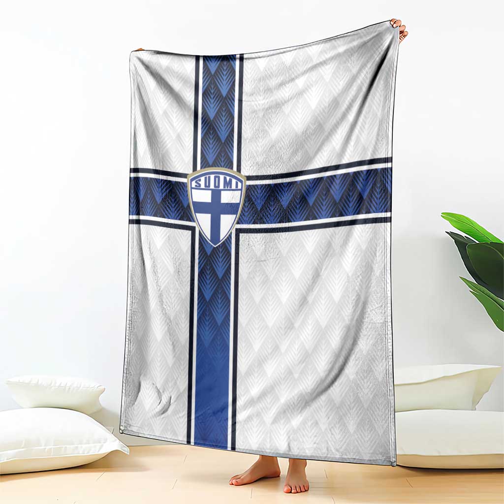 Finland National Football Blanket Pine Trees with Diamond Shapes - Wonder Print Shop