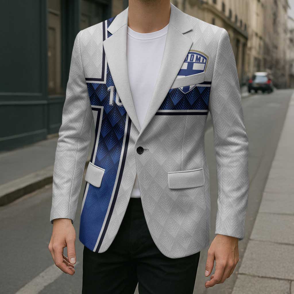 Custom Finland National Football Blazer Pine Trees with Diamond Shapes - Wonder Print Shop