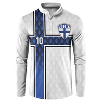 Custom Finland National Football Button Sweatshirt Pine Trees with Diamond Shapes - Wonder Print Shop