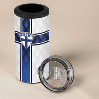 Custom Finland National Football 4 in 1 Can Cooler Tumbler Pine Trees with Diamond Shapes - Wonder Print Shop