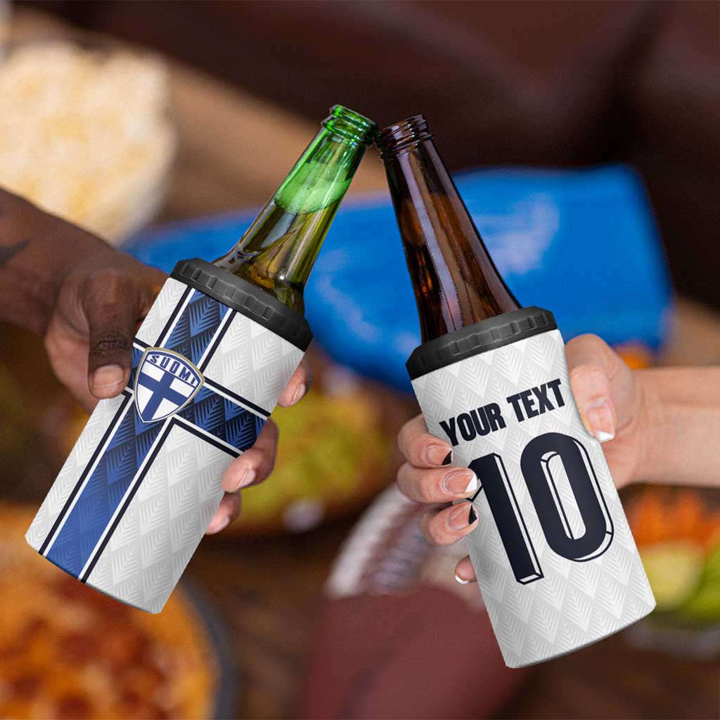 Custom Finland National Football 4 in 1 Can Cooler Tumbler Pine Trees with Diamond Shapes - Wonder Print Shop