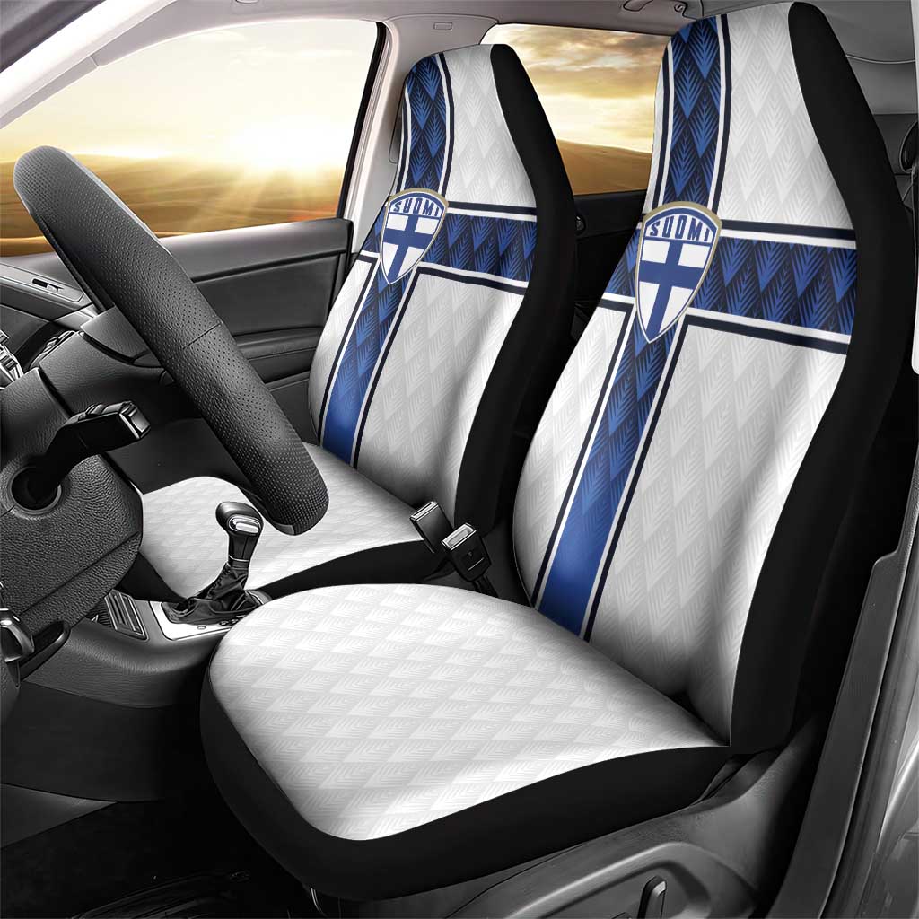 Finland National Football Car Seat Cover Pine Trees with Diamond Shapes - Wonder Print Shop