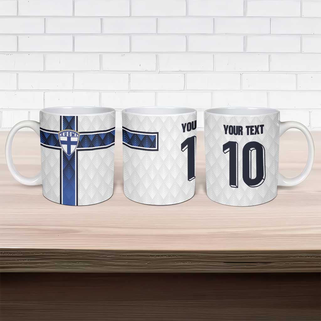 Custom Finland National Football Ceramic Mug Pine Trees with Diamond Shapes - Wonder Print Shop
