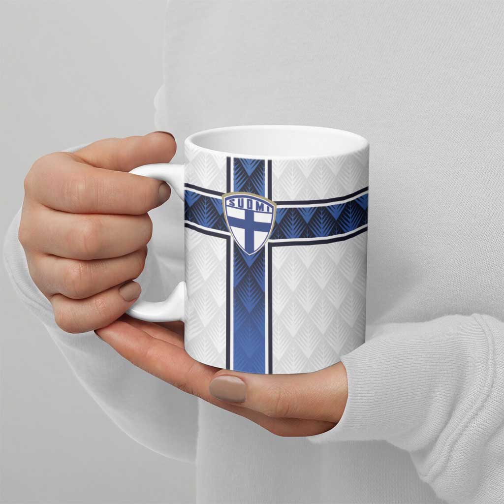 Custom Finland National Football Ceramic Mug Pine Trees with Diamond Shapes - Wonder Print Shop