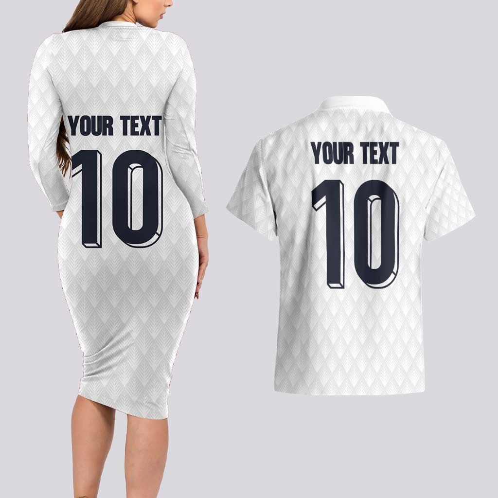 Custom Finland National Football Couples Matching Long Sleeve Bodycon Dress and Hawaiian Shirt Pine Trees with Diamond Shapes - Wonder Print Shop