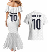 Custom Finland National Football Couples Matching Mermaid Dress and Hawaiian Shirt Pine Trees with Diamond Shapes - Wonder Print Shop