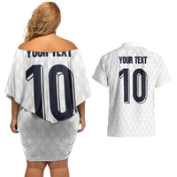 Custom Finland National Football Couples Matching Off Shoulder Short Dress and Hawaiian Shirt Pine Trees with Diamond Shapes - Wonder Print Shop