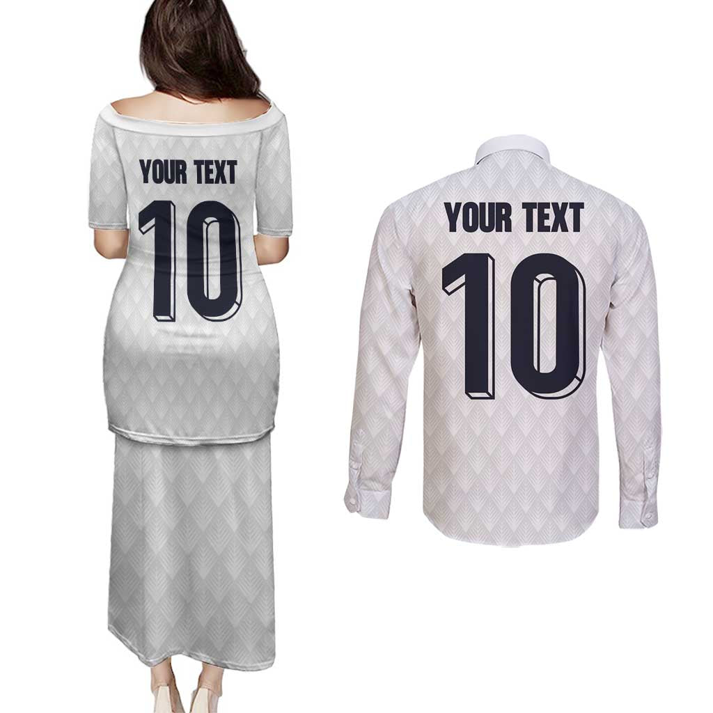 Custom Finland National Football Couples Matching Puletasi and Long Sleeve Button Shirt Pine Trees with Diamond Shapes - Wonder Print Shop