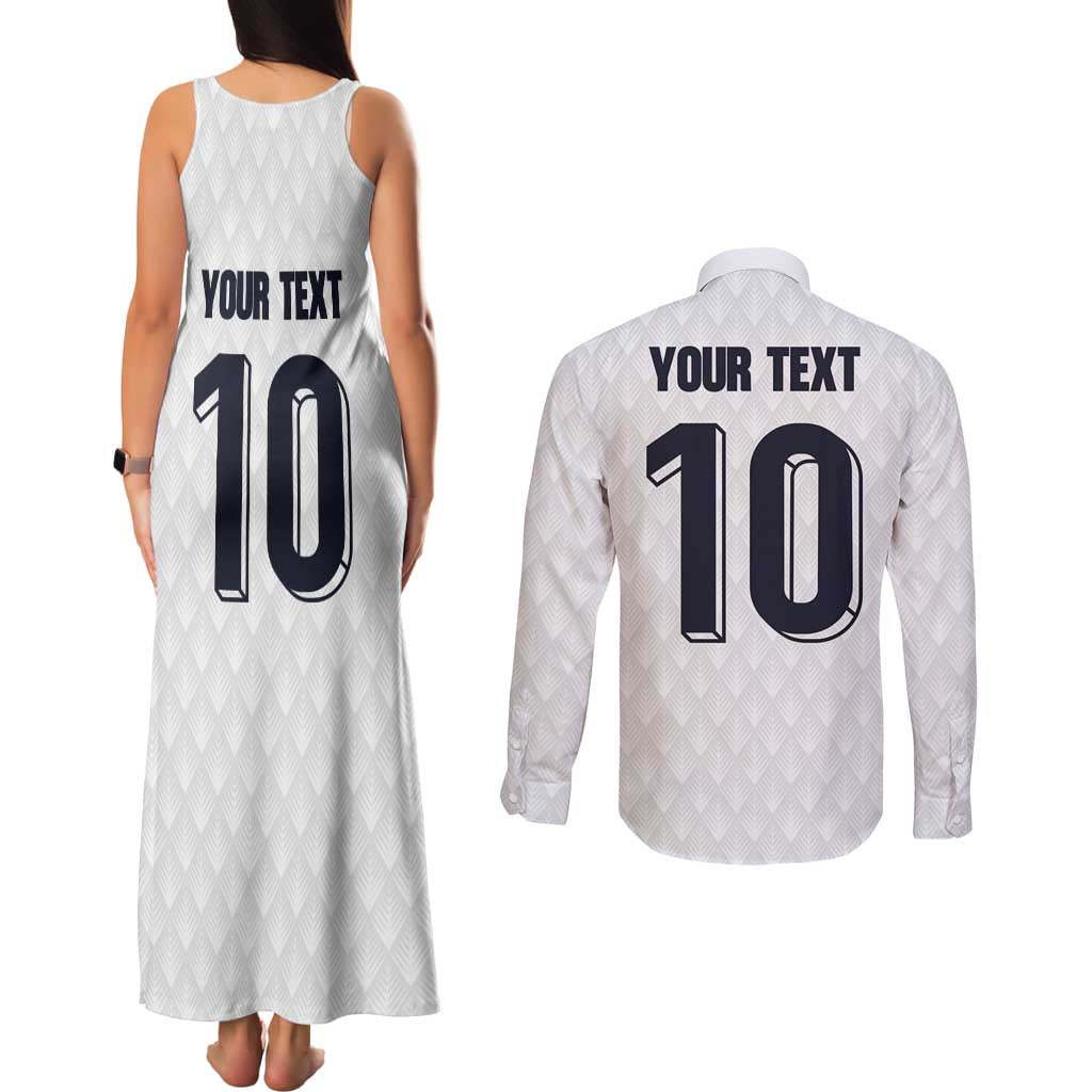 Custom Finland National Football Couples Matching Tank Maxi Dress and Long Sleeve Button Shirt Pine Trees with Diamond Shapes - Wonder Print Shop