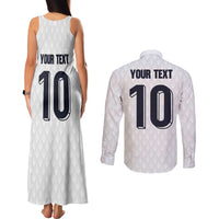 Custom Finland National Football Couples Matching Tank Maxi Dress and Long Sleeve Button Shirt Pine Trees with Diamond Shapes - Wonder Print Shop