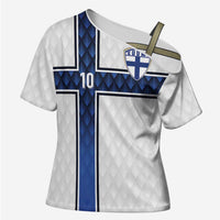 Custom Finland National Football Cross Shoulder Shirt Pine Trees with Diamond Shapes - Wonder Print Shop