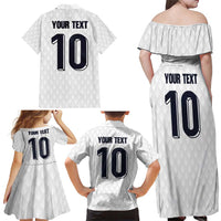 Custom Finland National Football Family Matching Off Shoulder Maxi Dress and Hawaiian Shirt Pine Trees with Diamond Shapes - Wonder Print Shop